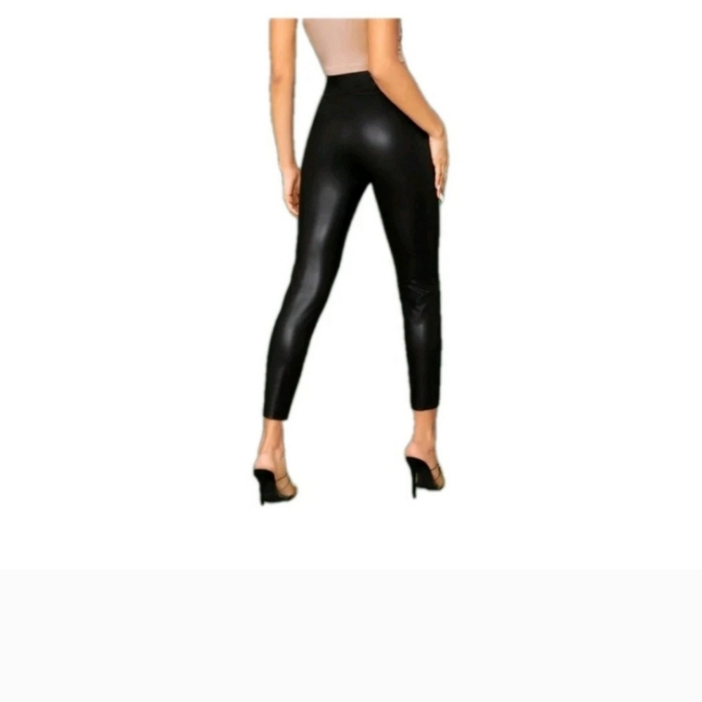 Shinestar  Pants Leggins sz M Black Rubber Waist Skinny Waist Hihg